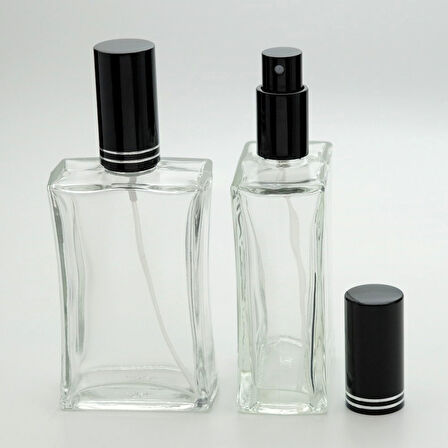 20 ADET BOŞ CAM PARFÜM ŞİŞE, 100 ML, İÇBÜKEY MODEL, ŞEFFAF, METAL VALF VE KAPAK