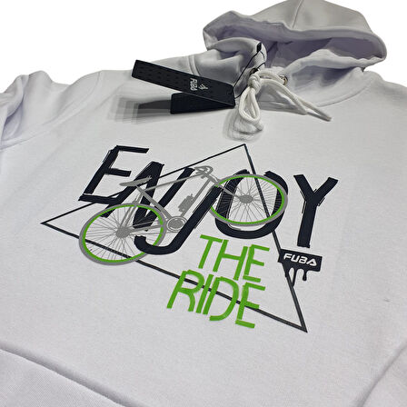 FUBA KAPŞONLU SWEAT ENJOY BEYAZ
