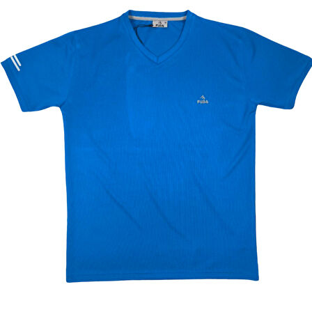 FUBA ERKEK V YAKA SAX MAVİ TİŞÖRT