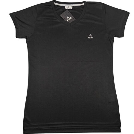 FUBA KADIN V YAKA TİŞÖRT SİYAH