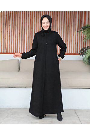 Siyah Yakası Bağcıklı Fermuarlı  - Sevda Ferace MF-6002