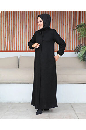 Siyah Yakası Bağcıklı Fermuarlı  - Sevda Ferace MF-6002