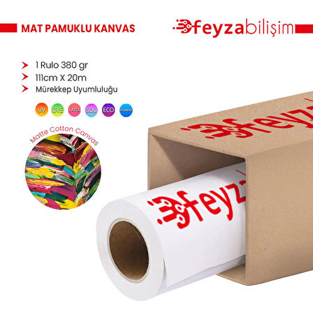 Feyza Bilişim® Cotton Kanvas Matt %100 Pamuk Tuval 380gr Pigmet ve Dye İç Mekan 111cmx 20 mt -1 Rulo
