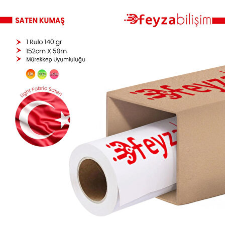 Feyza Bilişim® Light Fabric Saten Kumaş Bayrak Bezi 140gr Pigment Dye (140) 152cmx 50mt (1 Rulo)
