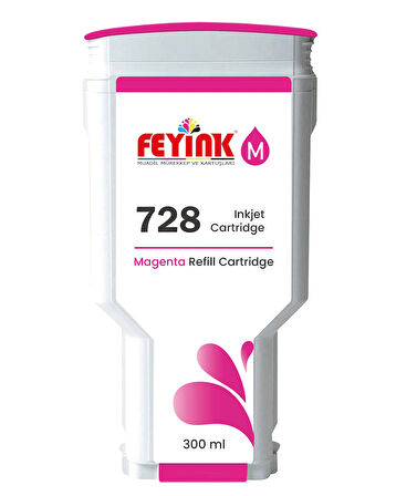Feyink® HP 728 Magenta 300 ml. Kırmızı  Orijinal Mürekkep Dolumlu Feyink Kartuş