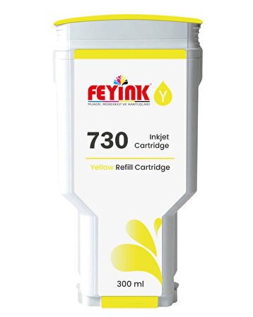 Feyink® HP 730 Yellow (Y) Orijinal Mürekkep Dolumlu Feyink Kartuş 300 ml Sarı