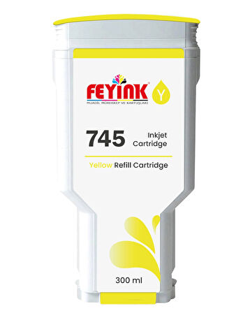 Feyink® HP 745 Yellow (Y) Orijinal Mürekkep Dolumlu Feyink Kartuş 300 ml Sarı