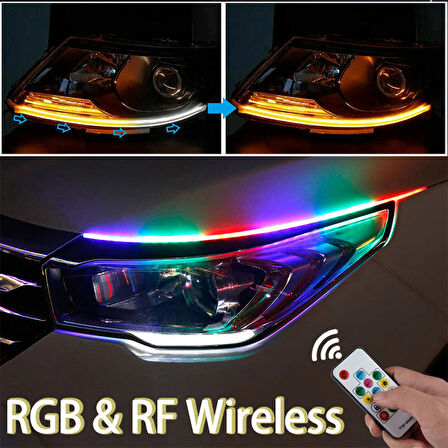 RGB Far Kaşı Gündüz Ledi Audi Stil Kayar Sinyalli Flexible Neon