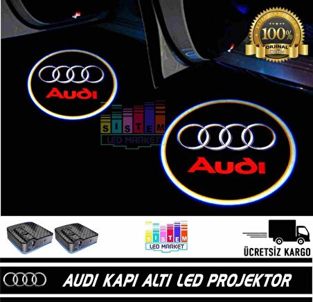 Audi Araçlar İçin Pilli Yapıştırmalı Kapı Altı Led Logo