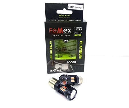 FEMEX Platinum P21W-1156-15W- Tek Duy Led Ampul Kırmızı Mercekli