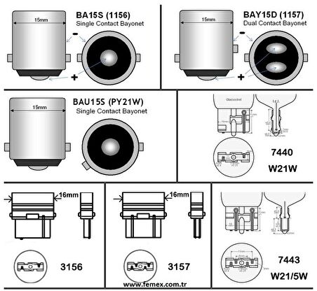 FEMEX Platinum P21W-1157-15W- Çift Duy Şaşı Led Ampul Beyaz Mercekli