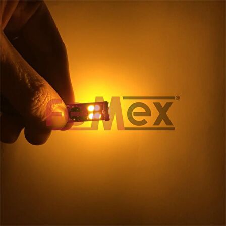 FEMEX T10 3030 Chip 12Ledli 650Lumen Turuncu Led Ampul Aktif Canbus