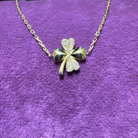 14 Ayar Altın Bileklik Yonca Taşlı 1.30gr 18 CM Kadın Hediye