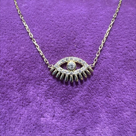 14 Ayar Altın Bileklik Göz Taşlı 1.30gr 18 CM Kadın Hediye