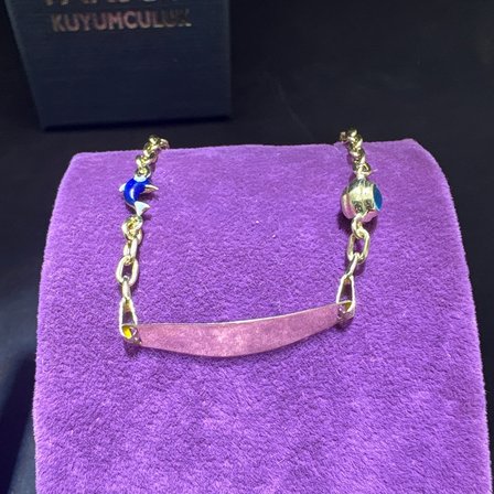 14 Ayar Altın Bileklik nazar boncuklu 2.75gr 15 CM Kadın Hediye