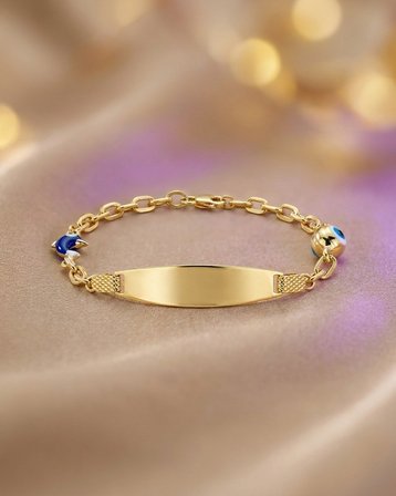 14 Ayar Altın Bileklik nazar boncuklu 2.75gr 15 CM Kadın Hediye