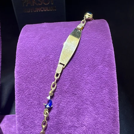 14 Ayar Altın Bileklik nazar boncuklu 2.75gr 15 CM Kadın Hediye