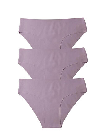 Kadın 3'lü Dikişsiz Lazer Kesim Iz Yapmaz Likralı Bikini Slip Külot