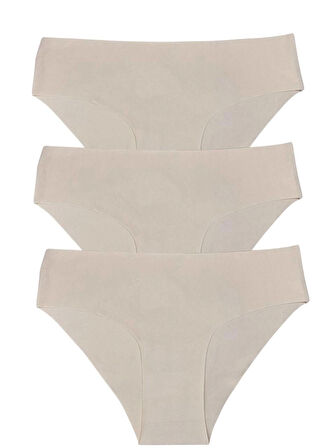Kadın 3'lü Dikişsiz Lazer Kesim Iz Yapmaz Likralı Bikini Slip Külot