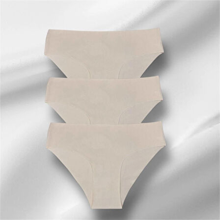 Kadın 3'lü Dikişsiz Lazer Kesim Iz Yapmaz Likralı Bikini Slip Külot