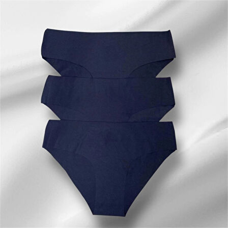 Kadın 3'lü Dikişsiz Lazer Kesim Iz Yapmaz Likralı Bikini Slip Külot