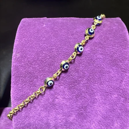 14 Ayar Altın Bileklik nazar boncuklu 1.78gr 15 CM Kadın Hediye