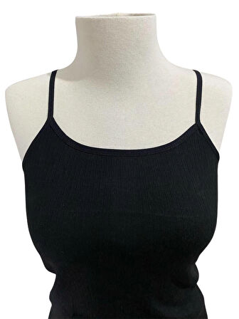 İp Askılı Fitilli Pamuklu Likralı Penye Kadın Atlet Ribana Kumaş 3'Lü Paket