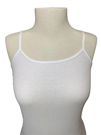 İp Askılı Fitilli Pamuklu Likralı Penye Kadın Atlet Ribana Kumaş 3'Lü Paket