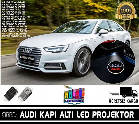 Audi  Araçlar İçin ORİJİNAL Geçmeli Soketli Kapı Altı Led Logo