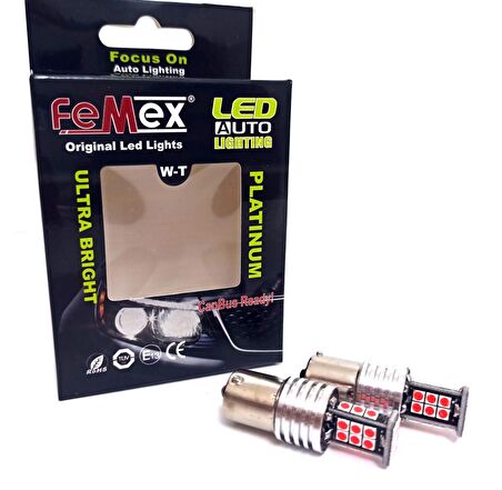 FEMEX P21W Non-Direction 1156 Tek Duy 3030 Chip 24smd Kırmızı Led Ampul