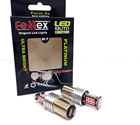 FEMEX P21W Non-Direction 1157 ÇİFT Duy 3030 Chip 24smd Kırmızı Stop Ampul