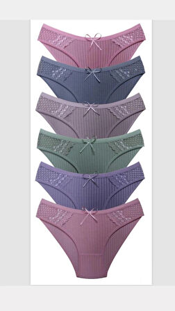 Büyük Beden Karışık Renkli Yüksek Bel Kadın Külot 6 Lı Paket