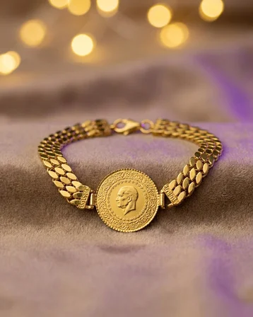 22 Ayar Altın Bileklik Çeyrekli Pullu 10.94gr Kadın Hediye