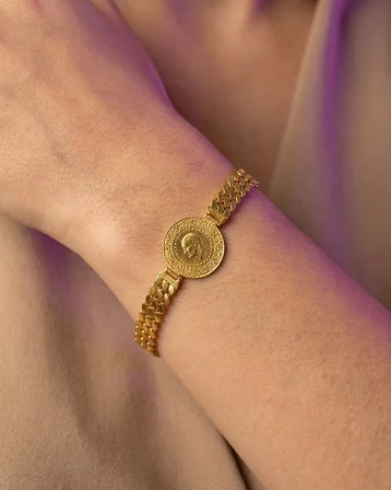 22 Ayar Altın Bileklik Çeyrekli Pullu 10.94gr Kadın Hediye