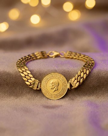 22 Ayar Altın Bileklik Çeyrekli Pullu 10.94gr Kadın Hediye