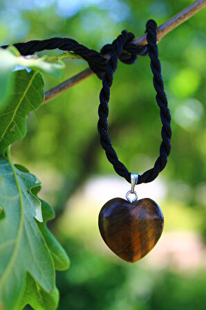 STONEAGE Kaplan Gözü Doğal Taş Kalpli Kadın Kolye