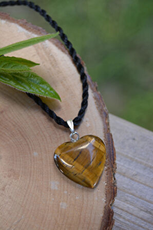 STONEAGE Kaplan Gözü Doğal Taş Kalpli Kadın Kolye