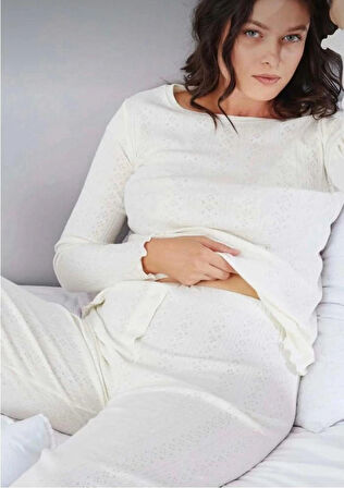 Saf %100 Pamuk Uzun Kol Kadın Pijama Takımı
