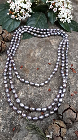 STONEAGE Gerçek Siyah İnci Kadın Aşk Kolye