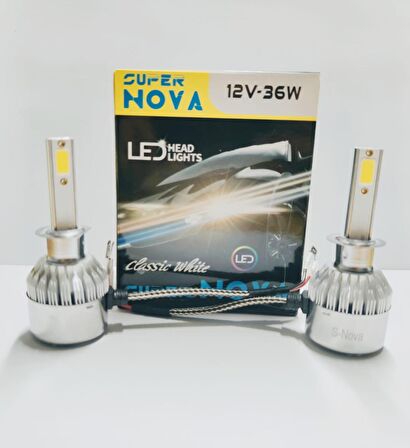 SuperNova Buz Mavi H1 Simsek Etkili Zenon COB Led Xenon Led Headlight
