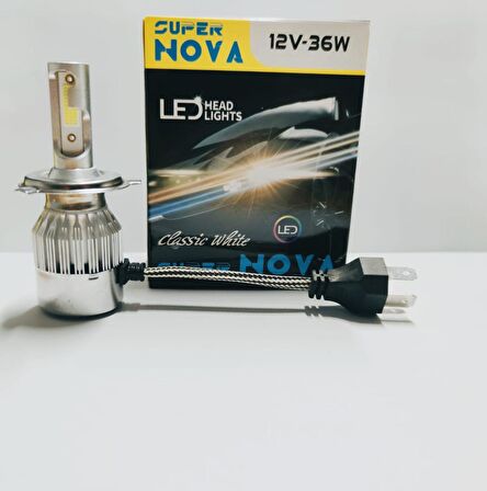 SuperNova Buz Mavi H4 Simsek Etkili Zenon COB Led Xenon Led Headlight