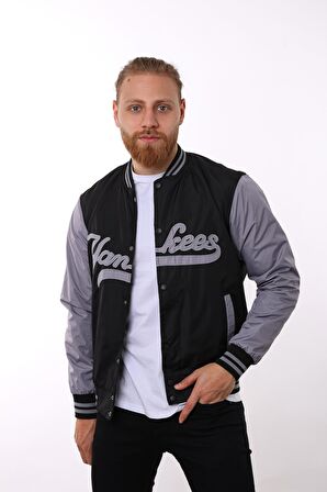 Siyah Yankees Baskılı Ceket F01000