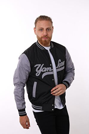 Siyah Yankees Baskılı Ceket F01000