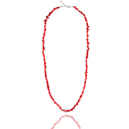 STONEAGE JEWELLERY Mercan Doğal Taş Hem Kısa Hem Uzun Bayan Kolye
