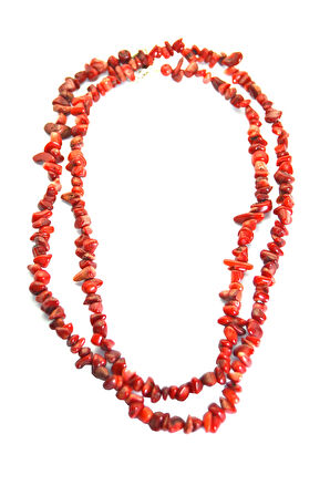 STONEAGE JEWELLERY Mercan Doğal Taş Hem Kısa Hem Uzun Bayan Kolye