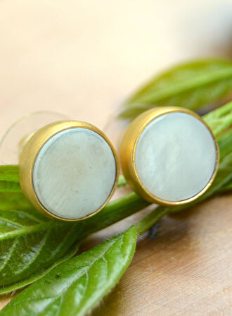 STONEAGE Küçük Sedef Doğal Taş Küpe