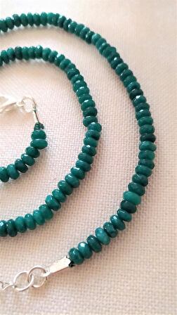 STONEAGE JEWELLERY Bayan Kolye Rondela Kesim Ceyt Doğal Taş