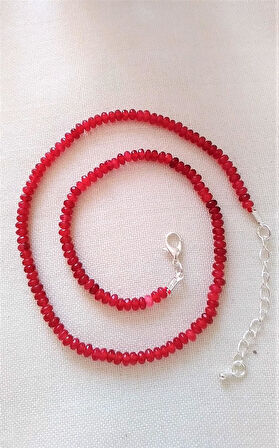 STONEAGE JEWELLERY Bayan Kolye Rondela Kesim Ceyt Doğal Taş