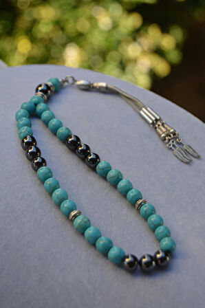 STONEAGE Turkuaz ve Hematit Doğal Taş Tesbih