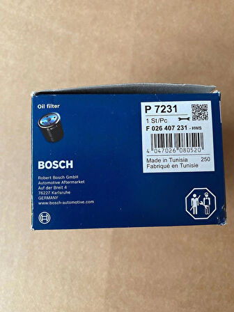 Bosch F026407231 Yağ Filtresi Megane Clio Scenic Captur Dokker Sandero Qashqai 0.9 TCE 1.2 TCE 1.3 TCE 152095084r